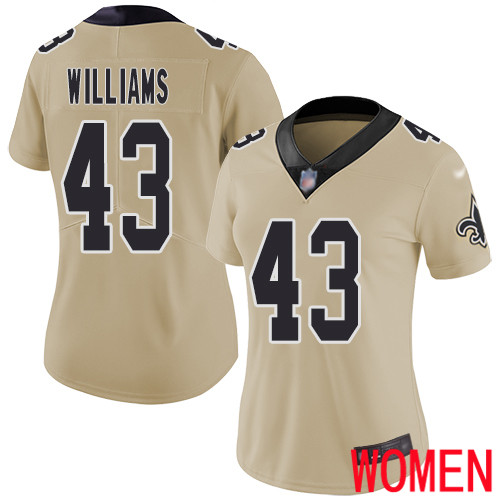 New Orleans Saints Limited Gold Women Marcus Williams Jersey NFL Football #43 Inverted Legend Jersey->youth nfl jersey->Youth Jersey